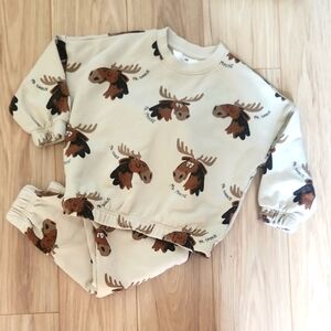 H&M Beige Sweatshirt with Moose Design